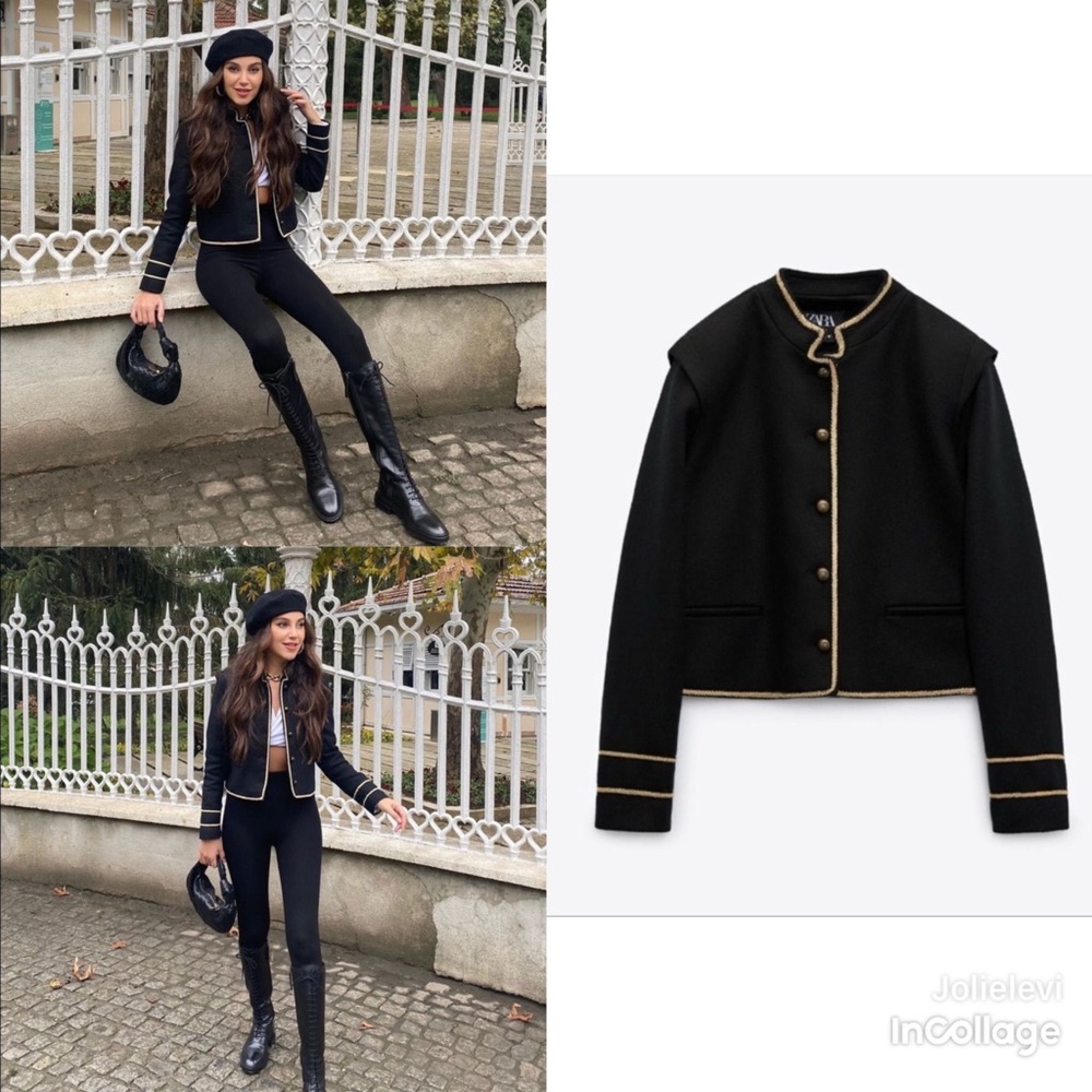 ZARA CROPPED JACKET WITH GOLD DETAILS